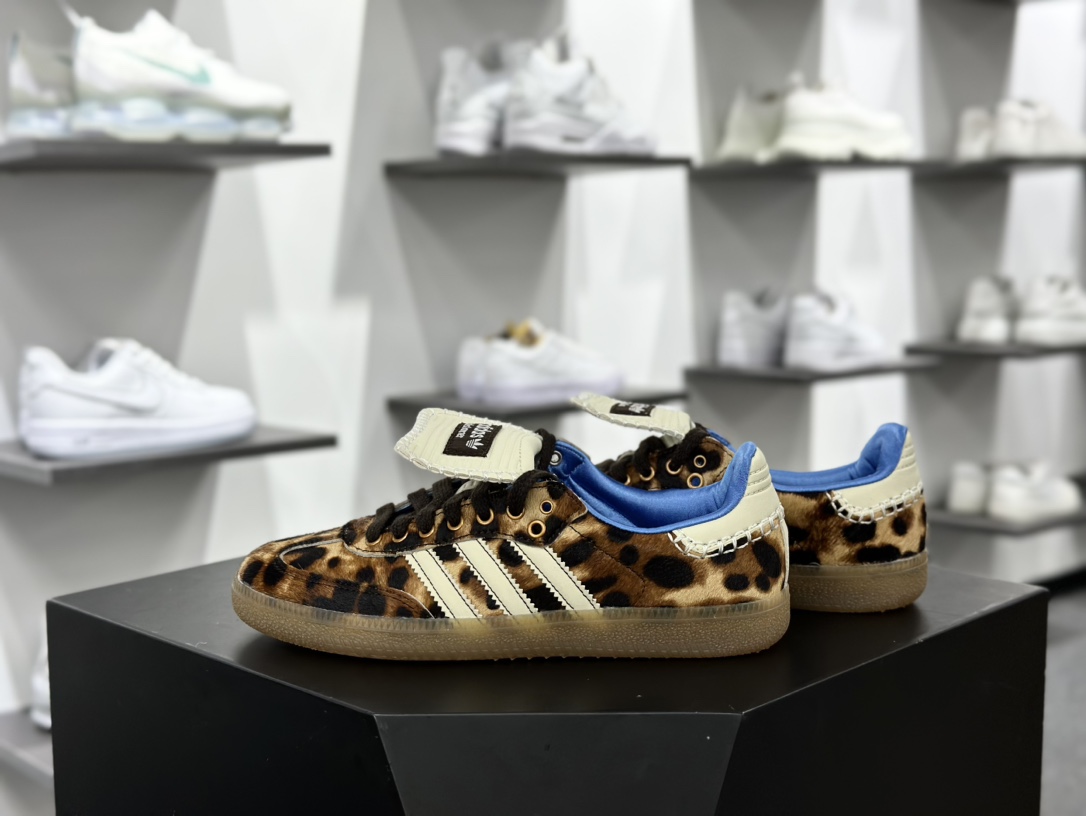 Wales Bonner x Adidas Originals Samba Classic”Pony Tonal”桑巴舞皮革板鞋“联名棕黄米白马毛生胶底”IE0578