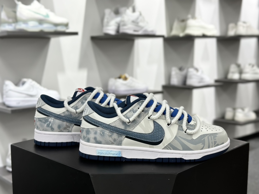 耐克Nike SB Dunk Low Lot”Silver Sea Blue Shark”扣篮系列低帮滑板板鞋“灰银蓝银海蓝鲛绑绳”DD1391-400