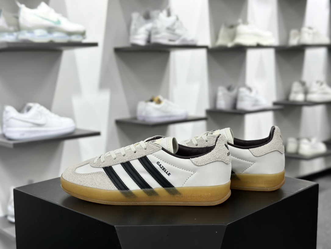 Hikari Shibata x Adidas Gazelle Indoor Trainers”White Night Grey Gum”羚羊运动板鞋“联名米白黑生胶底”IH9985