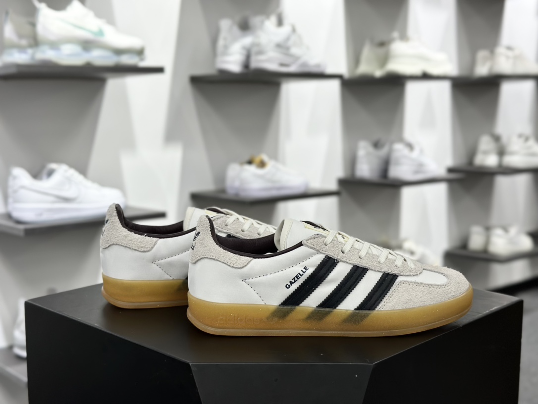 Hikari Shibata x Adidas Gazelle Indoor Trainers”White Night Grey Gum”羚羊运动板鞋“联名米白黑生胶底”IH9985