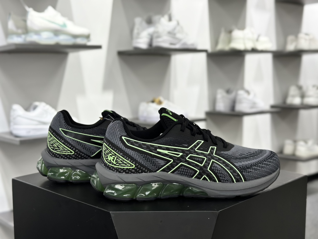 亚瑟士/ASICS Gel-Quantum 180 VII”Black/Bright Lime”量子跑步鞋“黑灰荧光绿”1201A880-001