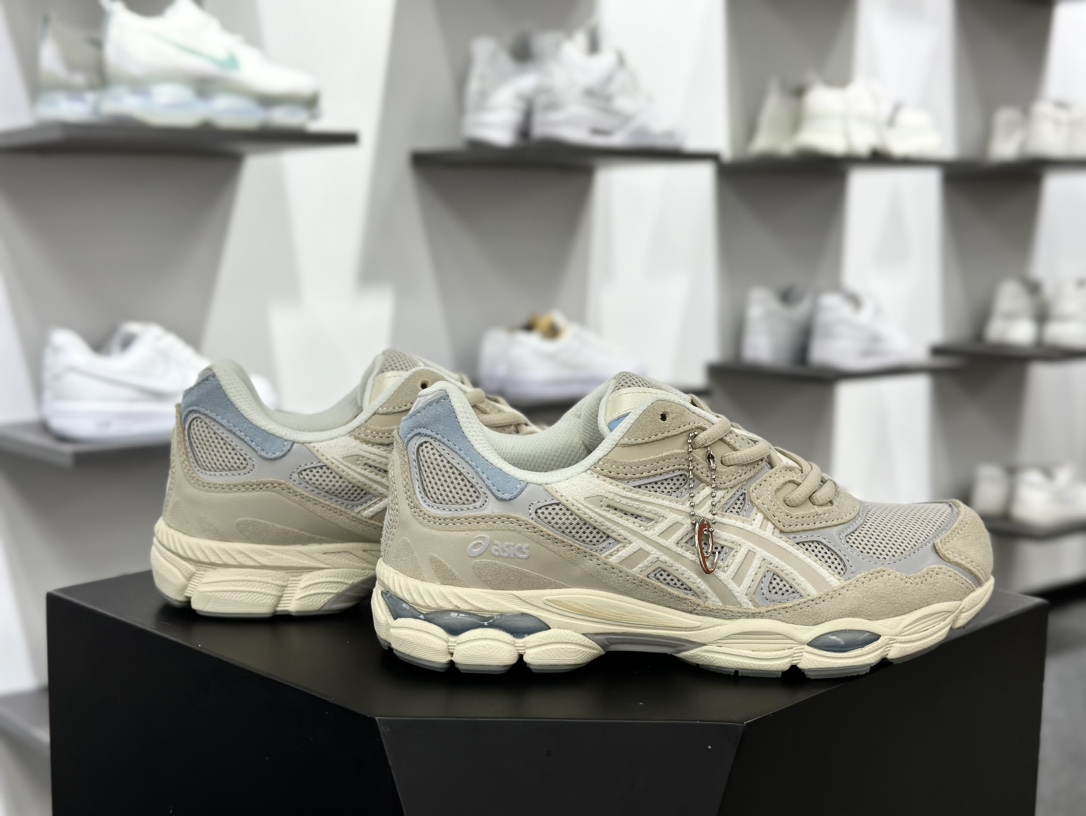 亚瑟士/Asics Gel-NYC 系列低帮复古休闲运动慢跑鞋“燕麦米白蓝”1203A383-023