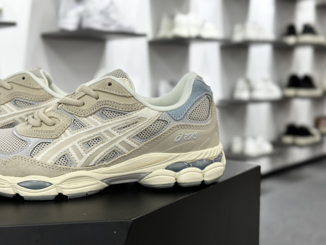 亚瑟士/Asics Gel-NYC 系列低帮复古休闲运动慢跑鞋“燕麦米白蓝”1203A383-023