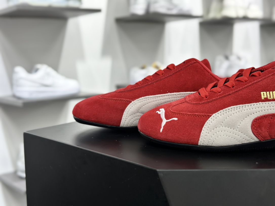 彪马Puma Speedcat OG”White Red”极速赛车系列低帮赛车鞋“翻毛桔红灰白LOGO” 398846-02