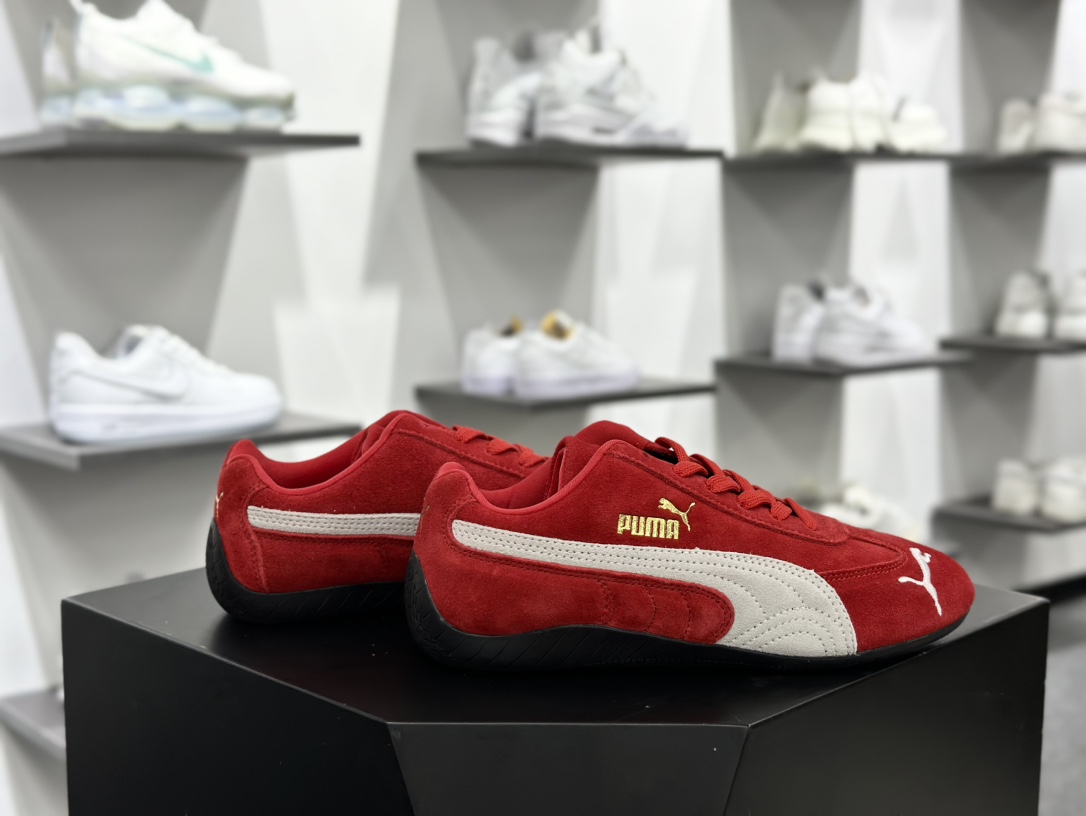 彪马Puma Speedcat OG”White Red”极速赛车系列低帮赛车鞋“翻毛桔红灰白LOGO” 398846-02