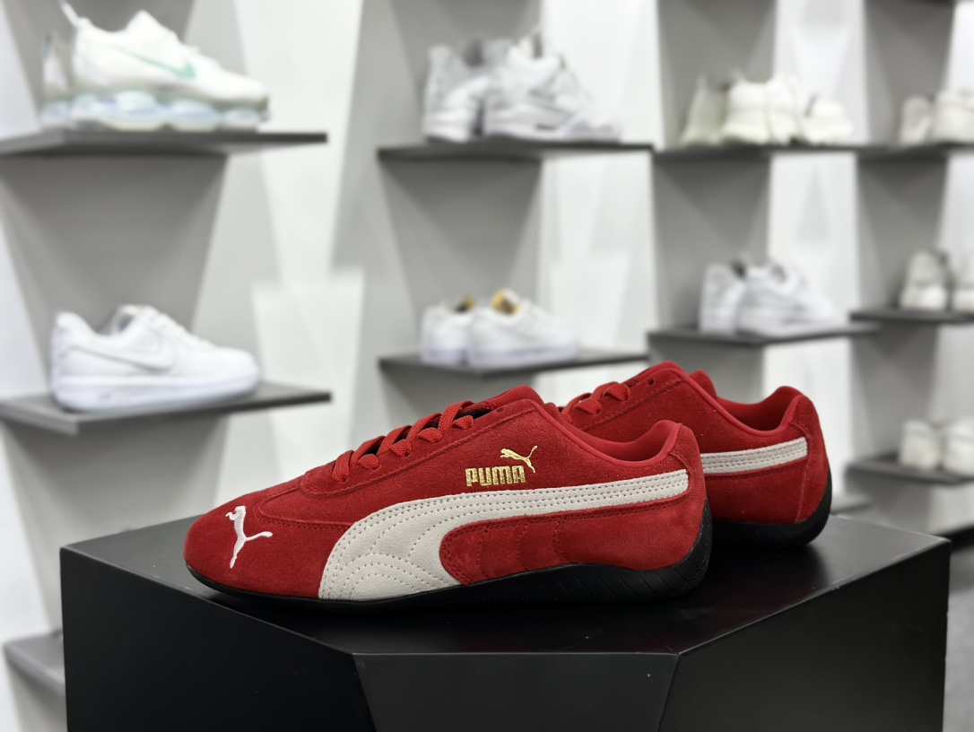 彪马Puma Speedcat OG”White Red”极速赛车系列低帮赛车鞋“翻毛桔红灰白LOGO” 398846-02