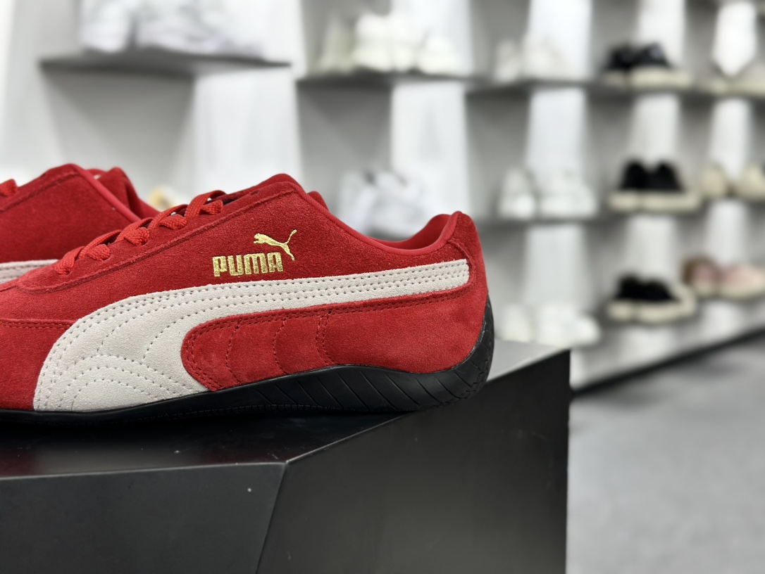 彪马Puma Speedcat OG”White Red”极速赛车系列低帮赛车鞋“翻毛桔红灰白LOGO” 398846-02