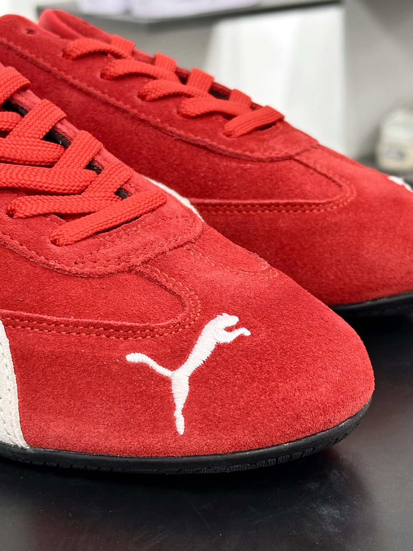 彪马Puma Speedcat OG”White Red”极速赛车系列低帮赛车鞋“翻毛桔红灰白LOGO” 398846-02