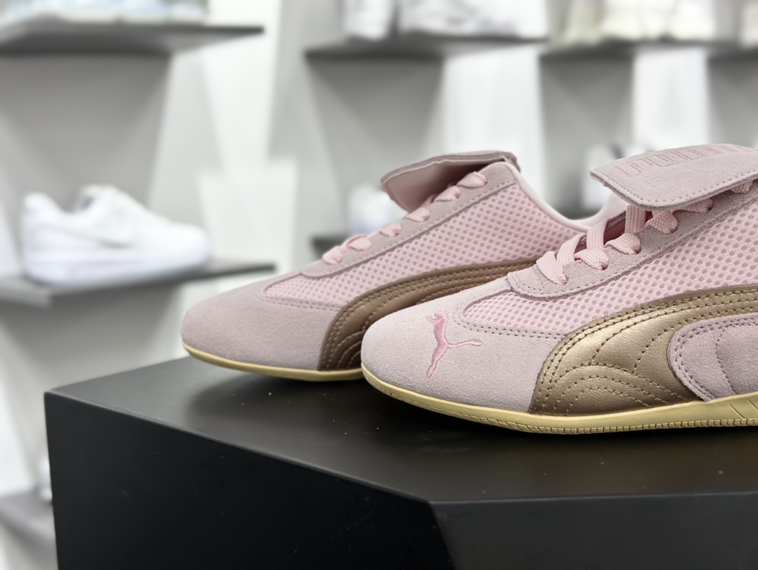 Open YY x Puma Speedca”Prairie Tan Matte Silver”极速赛车休闲运动赛车鞋“翻毛浅粉玫瑰金”397397-03