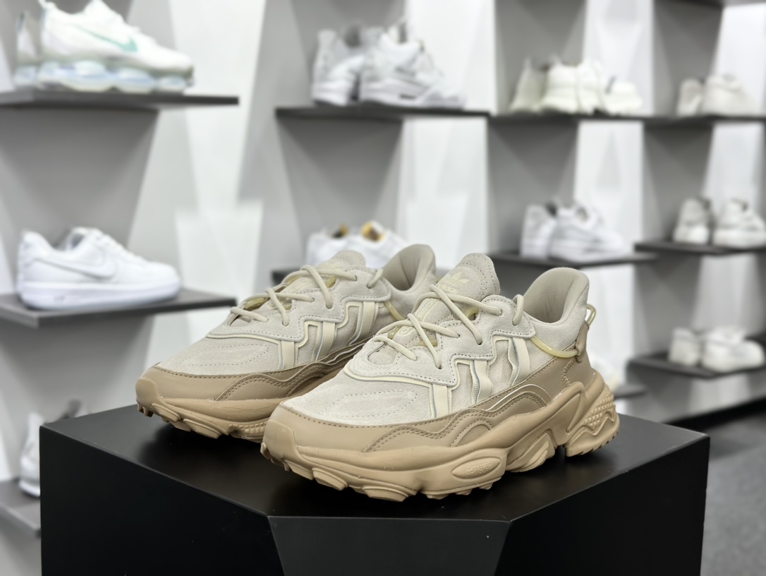 阿迪达斯Adidas Ozweego adiPRENE OZ系列缓震复古老爹休闲运动慢跑鞋“沙土黄米白”IF3336