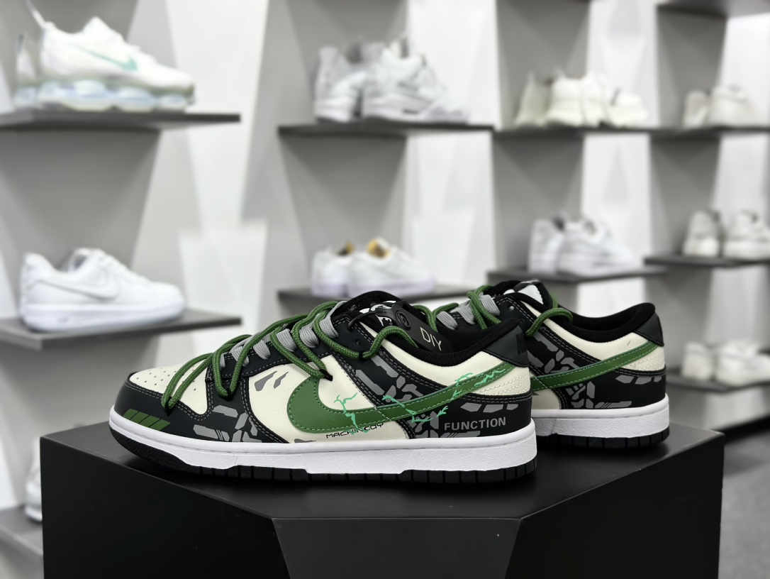 耐克Nike SB Dunk Low Lot”Silver Sea Blue Shark”扣篮板鞋“暗灰米绿机械绑绳”DD1391-100