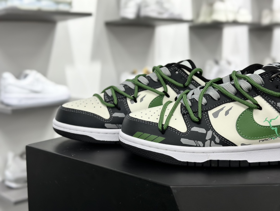 耐克Nike SB Dunk Low Lot”Silver Sea Blue Shark”扣篮板鞋“暗灰米绿机械绑绳”DD1391-100