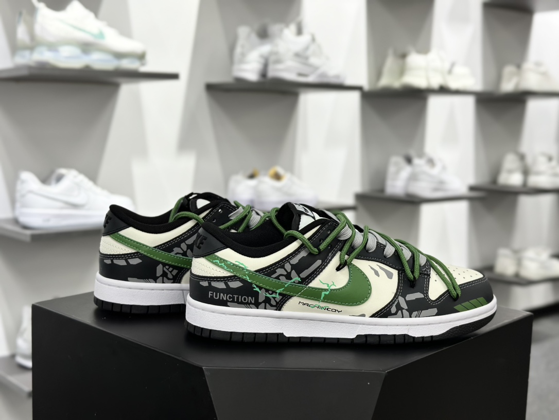 耐克Nike SB Dunk Low Lot”Silver Sea Blue Shark”扣篮板鞋“暗灰米绿机械绑绳”DD1391-100