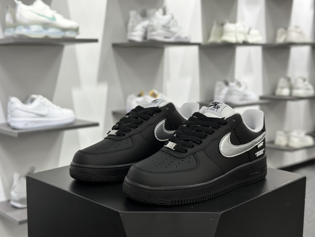 耐克Nike Air Force 1 07 LV8 Low”Black Silver”空军一号系列经典板鞋“黑银玫瑰涂鸦”FQ4296-101