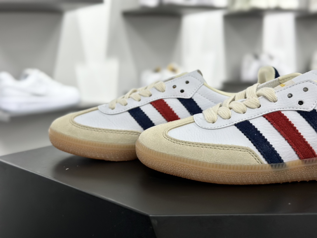 Sporty & Rich x Adidas Originals Samba OG”Olympics”桑巴舞系列绅士运动板鞋“联名白藏蓝学院红金牌”IH8338