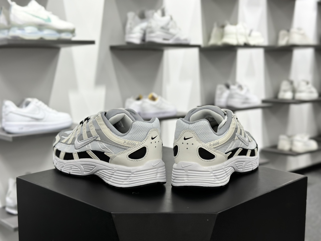 耐克Nike P-6000 Premium”Sail/Wolf Grey”系列低帮慢跑鞋“帆白黑灰”CD6404-101