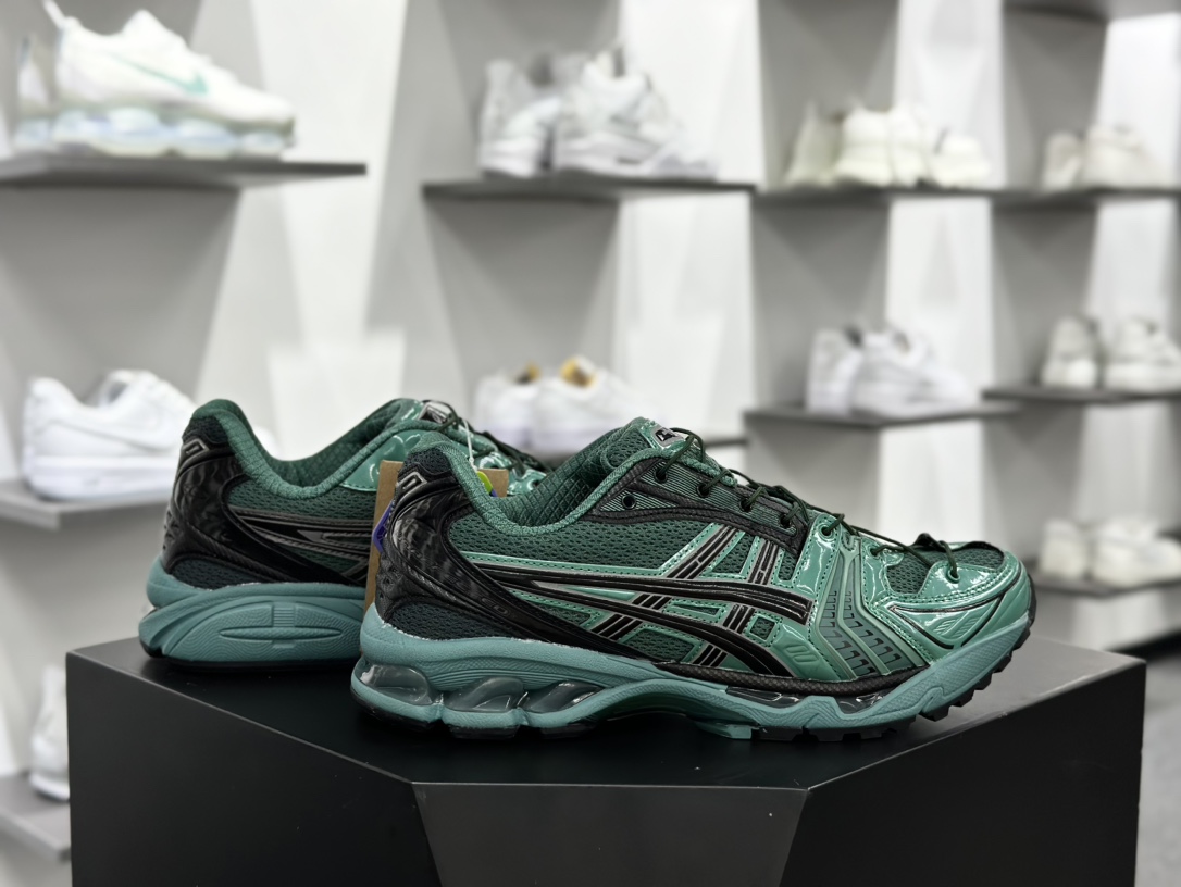 UNAFFECTED x ASICS Gel Kayano 14 ”Infinite Wonders Pack”轻量缓震休闲运动跑步鞋“联名拼接墨绿黑”1201A922-300