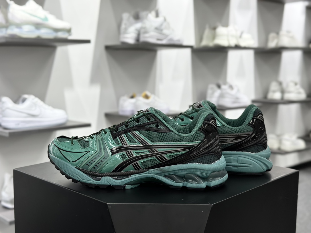 UNAFFECTED x ASICS Gel Kayano 14 ”Infinite Wonders Pack”轻量缓震休闲运动跑步鞋“联名拼接墨绿黑”1201A922-300