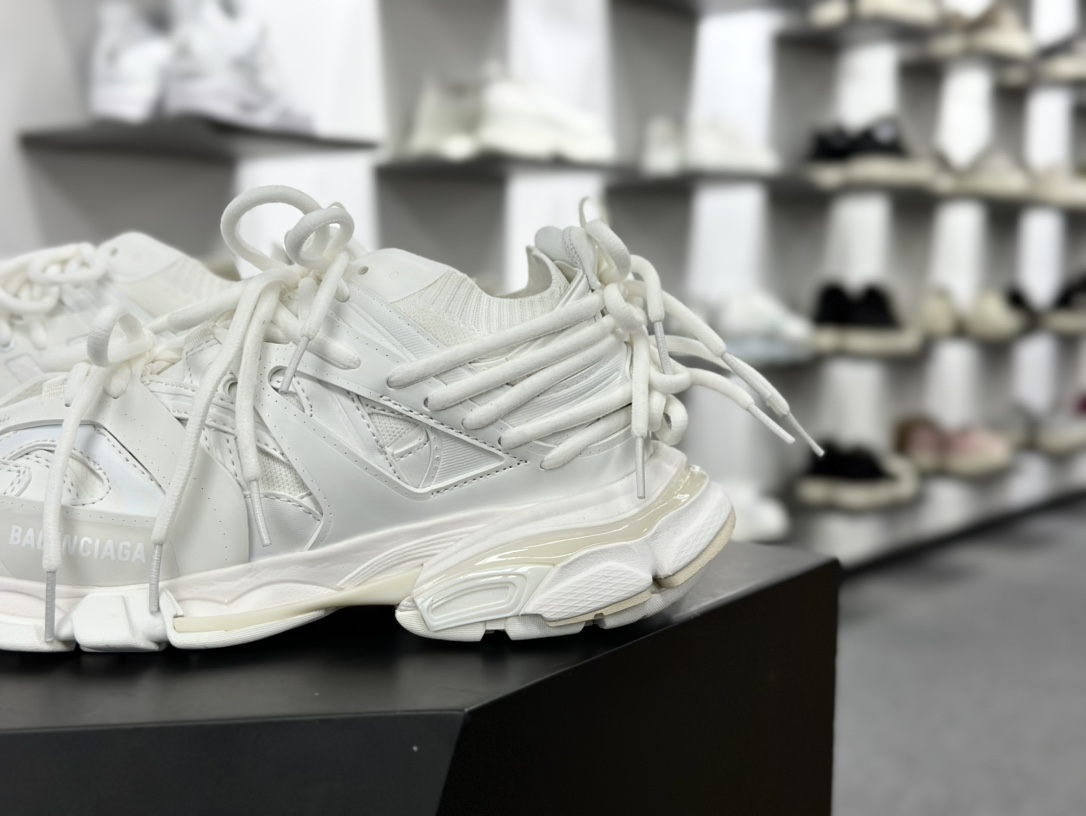 巴黎世家BALENCIAGA Track SOCK Trainers 3.0代针织版系列低帮慢跑鞋“针织全白蝴蝶结”786283 W3CO1 2000