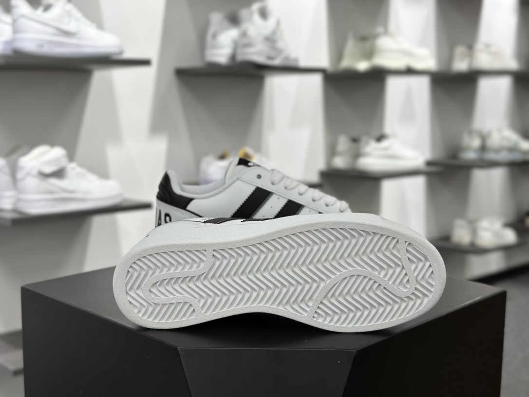 阿迪达斯/三叶草Adidas Originals Superstar XLG 贝壳头系列低帮运动板鞋“皮革白黑深灰字母LOGO”IE0011