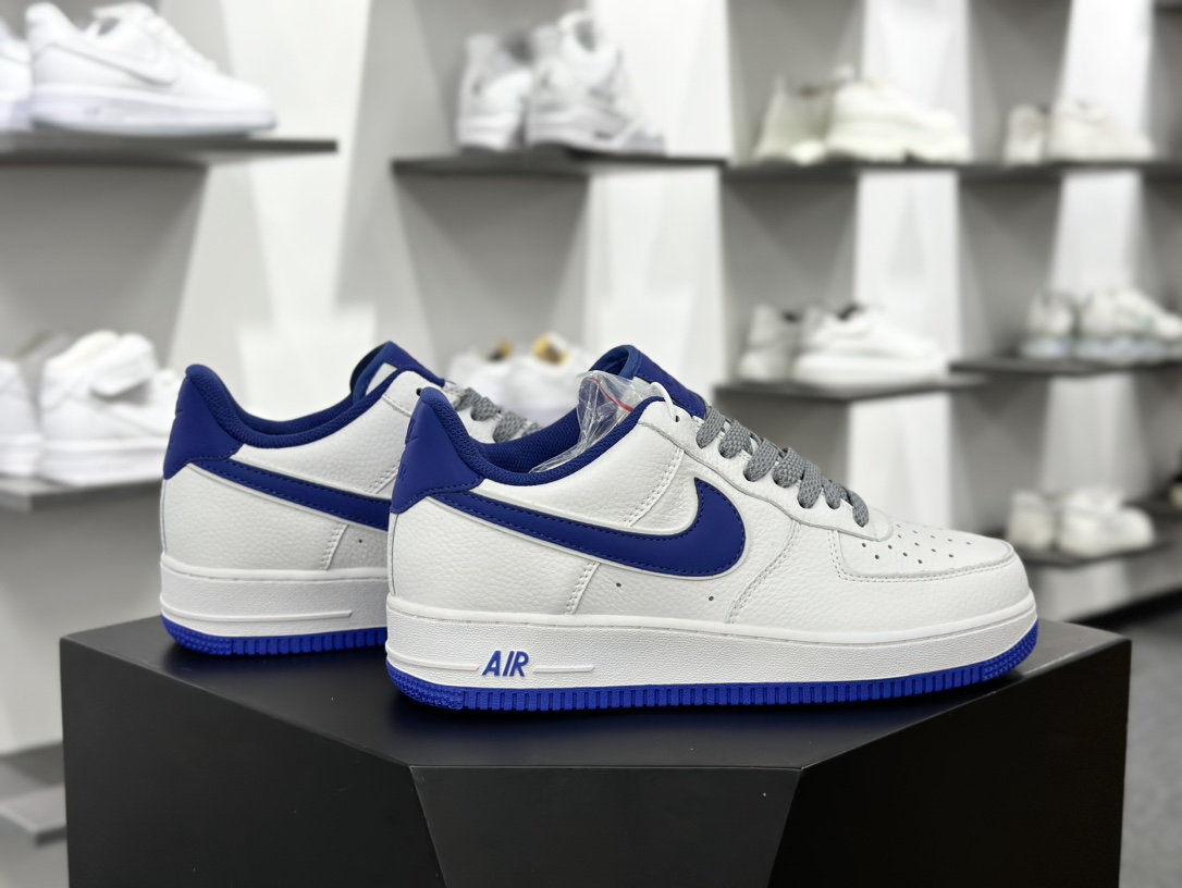 Nike Air Force 1’07 Low”Beige White/Royal Blue Reflective”空军一号板鞋“皮革米白皇家蓝3M反光叠钩”LS0216-023