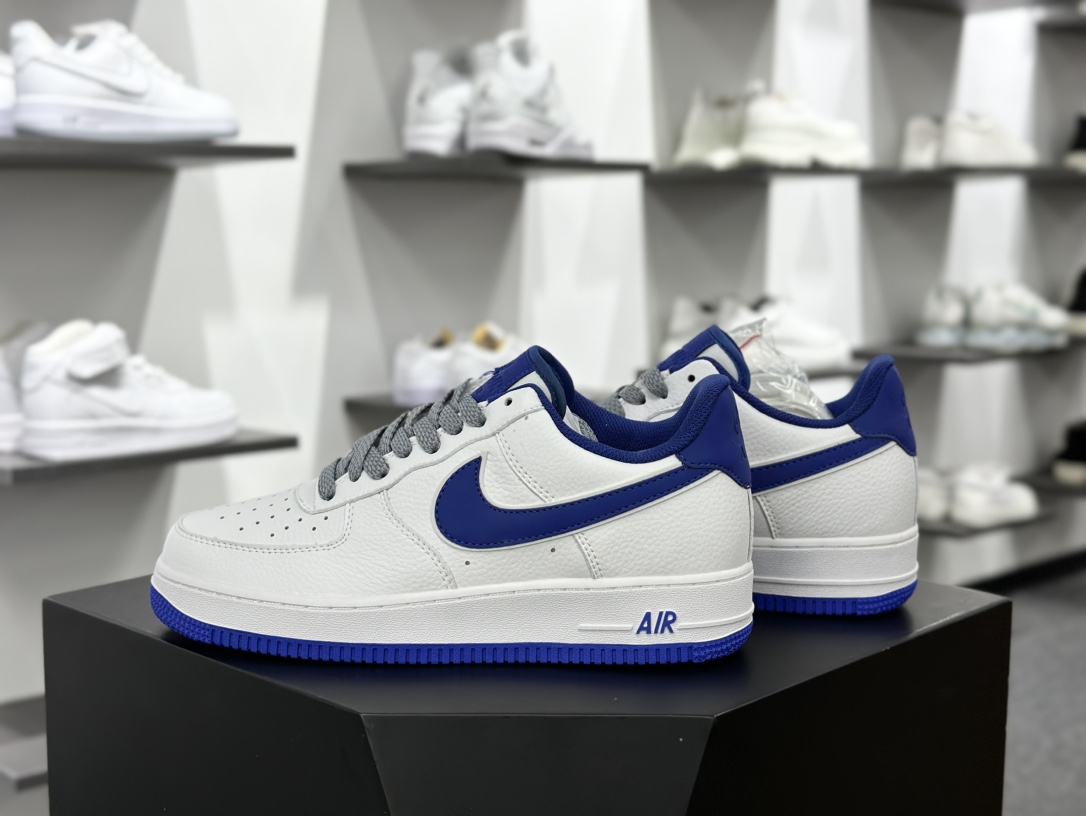 Nike Air Force 1’07 Low”Beige White/Royal Blue Reflective”空军一号板鞋“皮革米白皇家蓝3M反光叠钩”LS0216-023