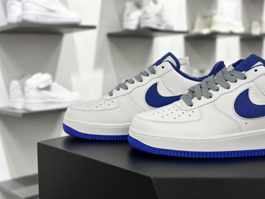 Nike Air Force 1’07 Low”Beige White/Royal Blue Reflective”空军一号板鞋“皮革米白皇家蓝3M反光叠钩”LS0216-023