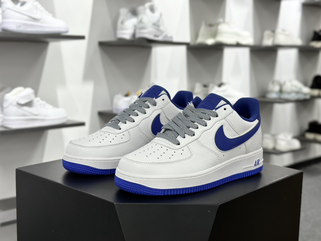 Nike Air Force 1’07 Low”Beige White/Royal Blue Reflective”空军一号板鞋“皮革米白皇家蓝3M反光叠钩”LS0216-023