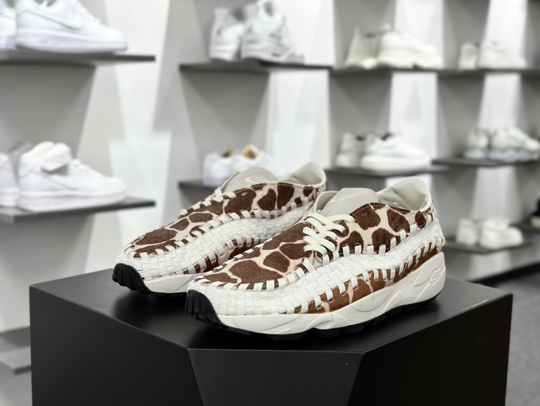 耐克NIKE Air Footscape Woven”Cow Print”足部慢跑鞋“棕米长颈鹿”FB1959-100