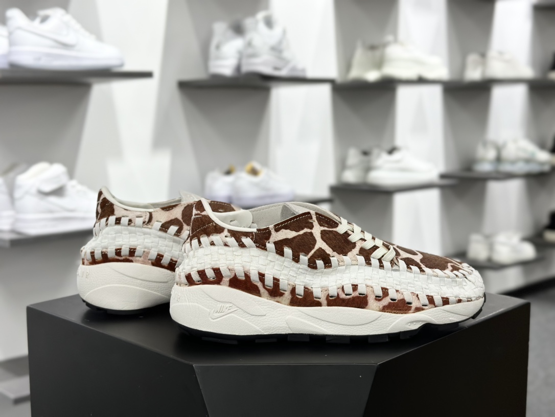 耐克NIKE Air Footscape Woven”Cow Print”足部慢跑鞋“棕米长颈鹿”FB1959-100