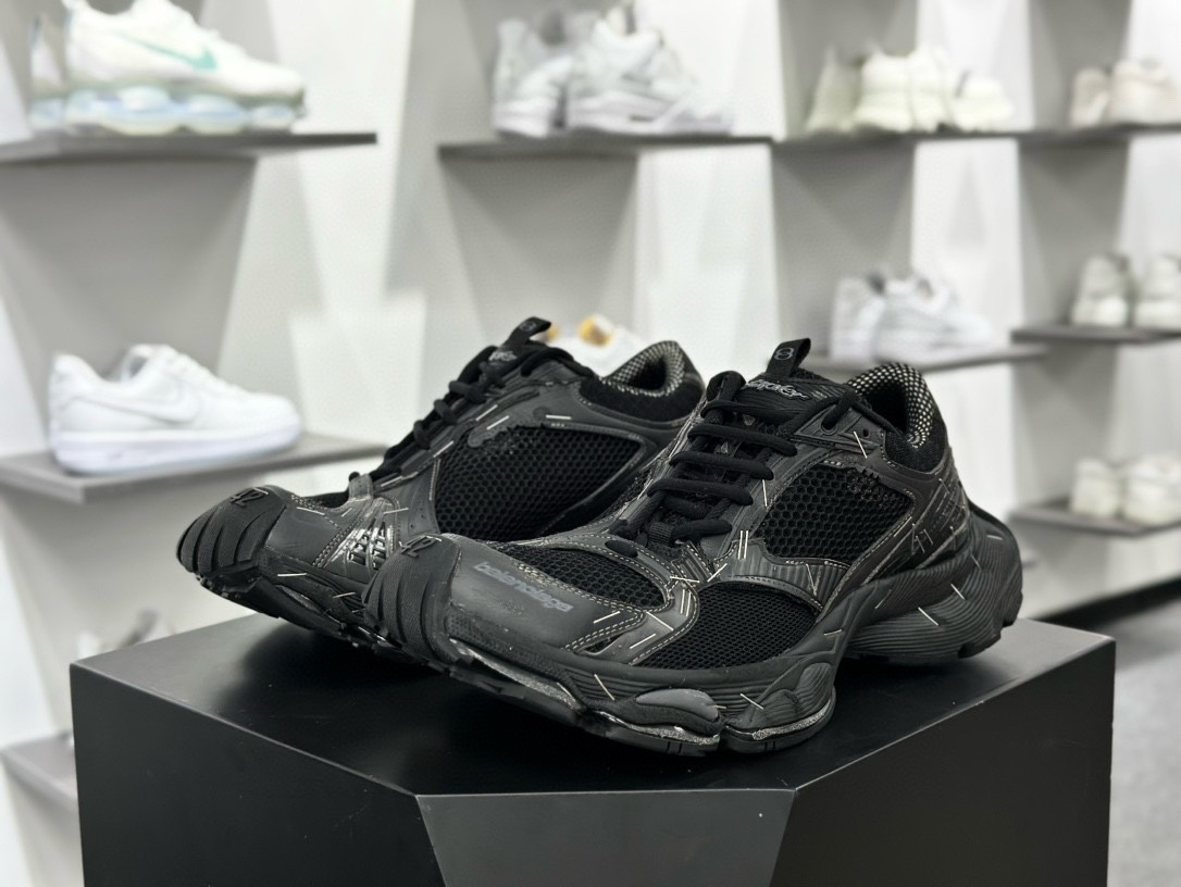 巴黎世家BALENCIAGA Stapler Low Sneakers 订书机系列14代低帮慢跑鞋“网织武士黑钛灰”803681 W3ST4 1000