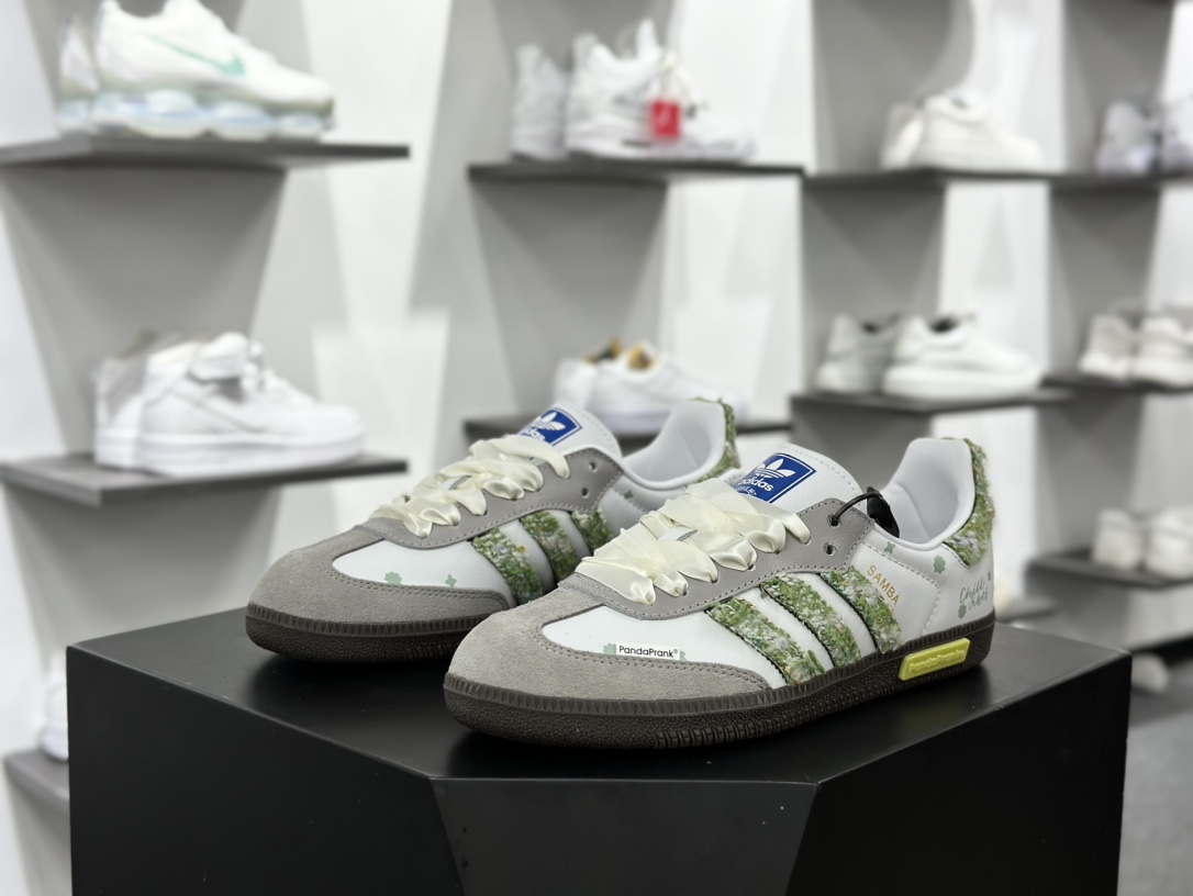 阿迪达斯/三叶草Adidas Originals Samba OG 桑巴舞板鞋“白灰绿满园春”B75806