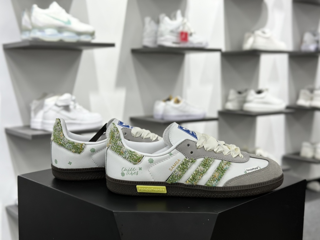 阿迪达斯/三叶草Adidas Originals Samba OG 桑巴舞板鞋“白灰绿满园春”B75806