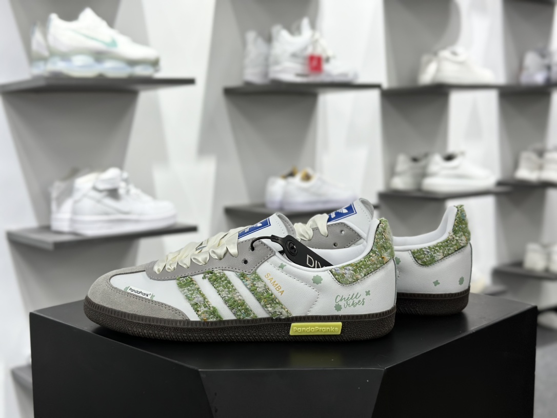 阿迪达斯/三叶草Adidas Originals Samba OG 桑巴舞板鞋“白灰绿满园春”B75806