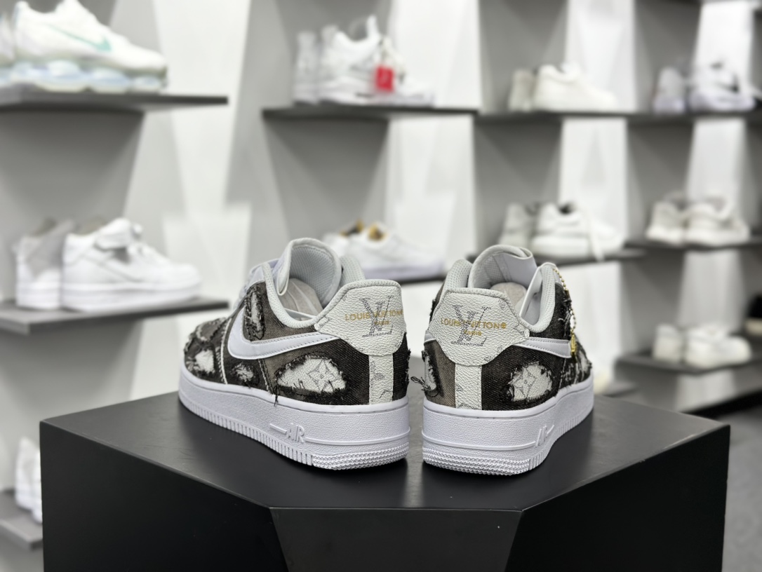 Louis Vuitton x Nike Air Force 1 07 LV8 Low”LV Monogram”空军一号板鞋“磨破牛仔水洗黑灰白”CW2288-111