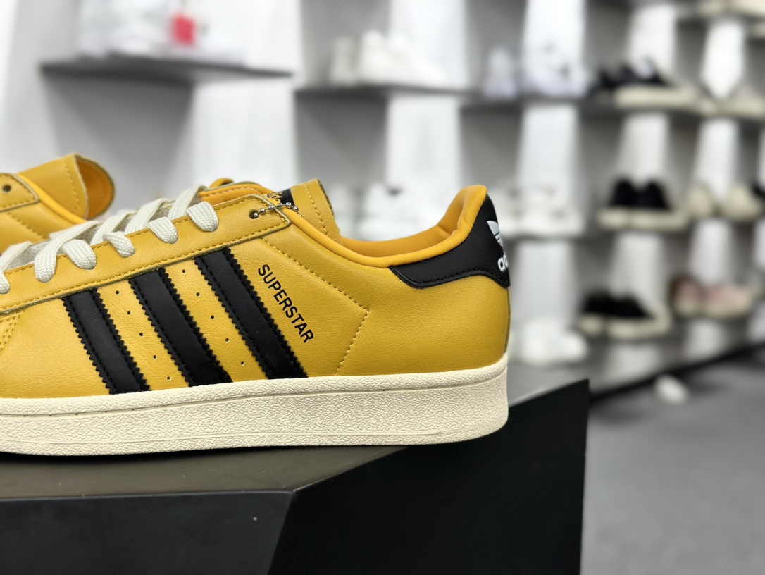 三叶草Adidas Originals Superstar”Yellow Black”经典贝壳头板鞋“皮革黄黑”HQ0498