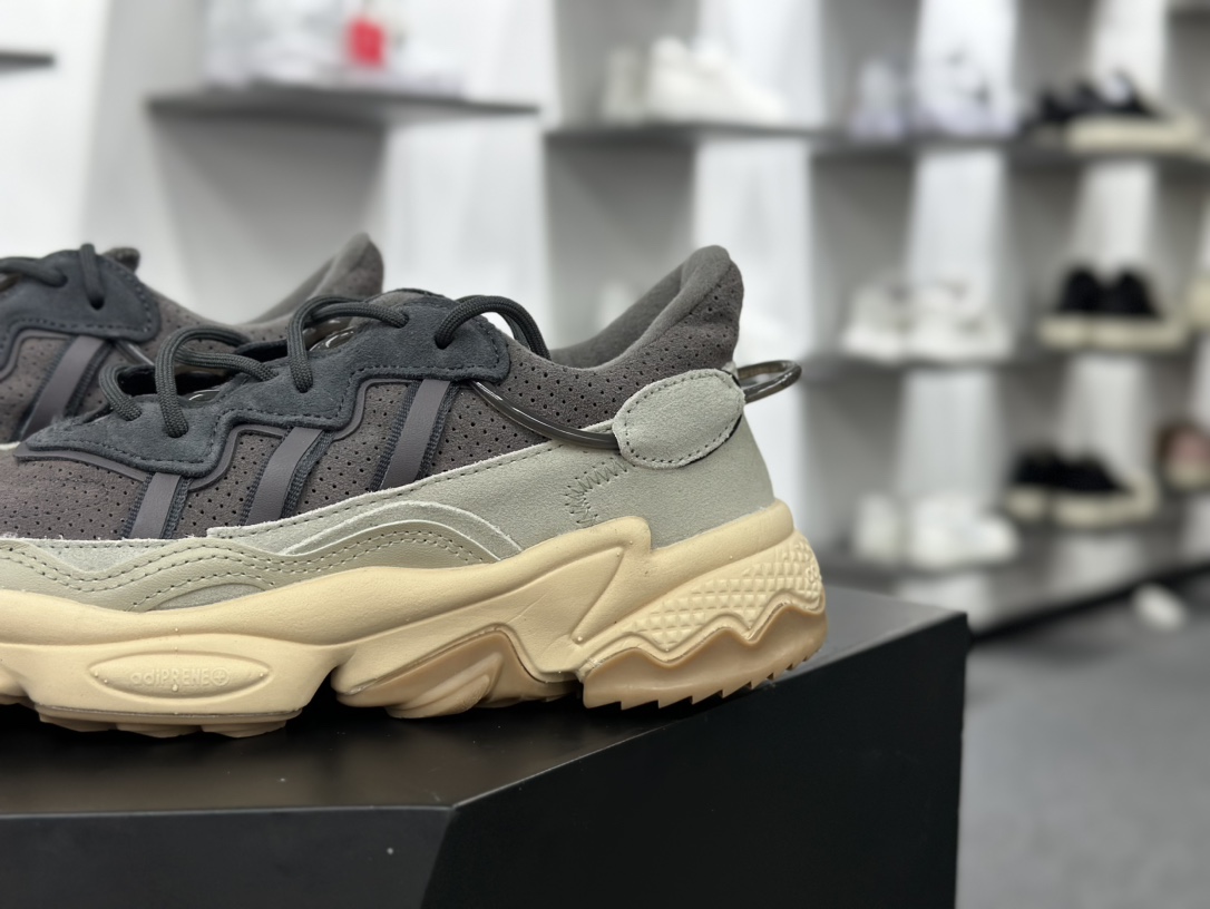 Adidas Ozweego adiPRENE OZ系列缓震复古老爹休闲运动慢跑鞋“深灰米黄”IF8577