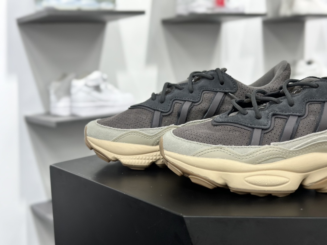 Adidas Ozweego adiPRENE OZ系列缓震复古老爹休闲运动慢跑鞋“深灰米黄”IF8577