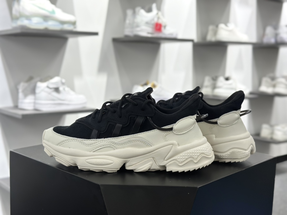 Adidas Ozweego adiPRENE OZ系列缓震复古老爹慢跑鞋“汉玉白黑”ID9826