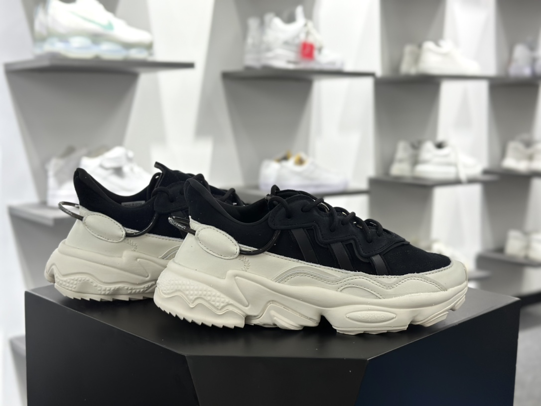 Adidas Ozweego adiPRENE OZ系列缓震复古老爹慢跑鞋“汉玉白黑”ID9826