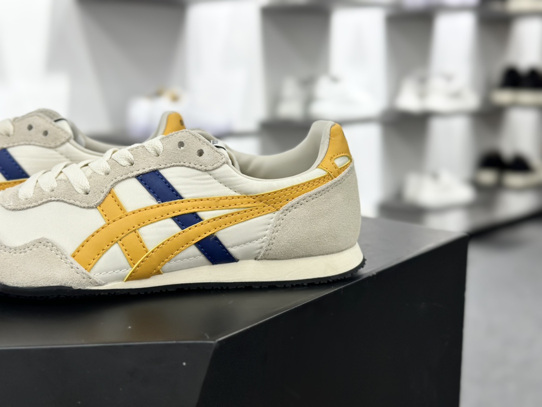 男鬼塚虎/Onitsuka Tiger Serrano Low 塞拉诺系列低帮薄底复古经典百搭休闲慢跑鞋“淡黄米灰”1183C285-201