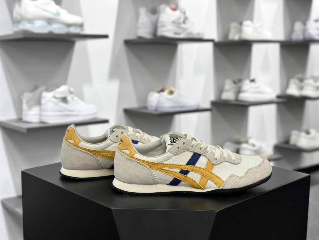 男鬼塚虎/Onitsuka Tiger Serrano Low 塞拉诺系列低帮薄底复古经典百搭休闲慢跑鞋“淡黄米灰”1183C285-201