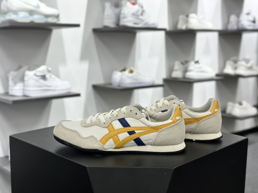 男鬼塚虎/Onitsuka Tiger Serrano Low 塞拉诺系列低帮薄底复古经典百搭休闲慢跑鞋“淡黄米灰”1183C285-201