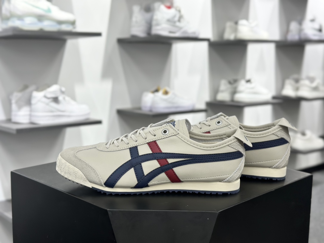 鬼塚虎/Onitsuka Tiger Mexico 66 SD 墨西哥慢跑鞋“皮革米白藏蓝酒红”1183A727-101