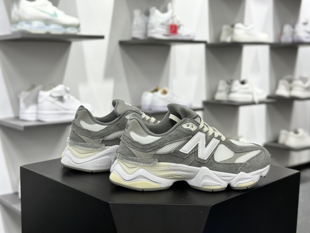 New Balance 9060”Grey White”系列复古百搭老爹风小象蹄休闲运动跑步鞋“灰绿米白”U9060YGA