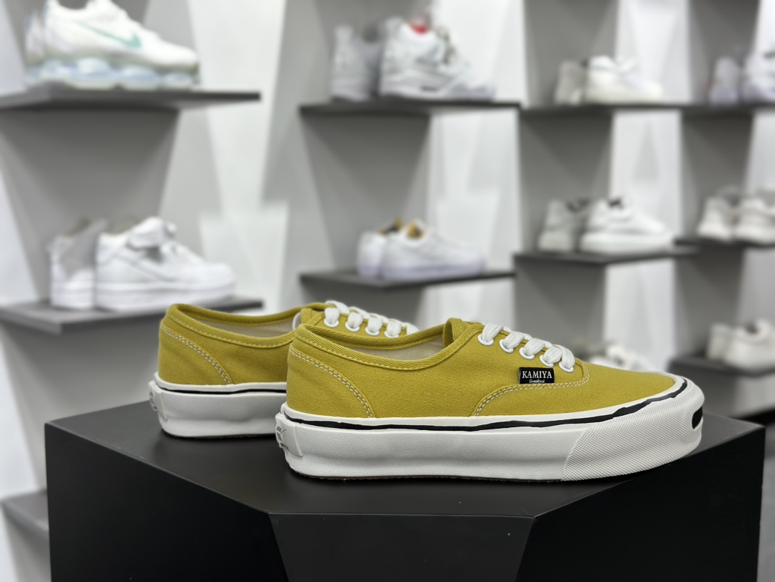 KAMIYA Vulcanize Low Sneaker 系列开口笑扭曲水线硫化滑板板鞋“帆布芥末黄白”G11FW701-MUSTARD