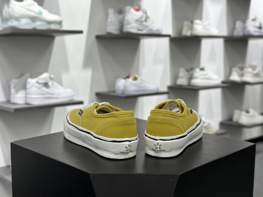 KAMIYA Vulcanize Low Sneaker 系列开口笑扭曲水线硫化滑板板鞋“帆布芥末黄白”G11FW701-MUSTARD