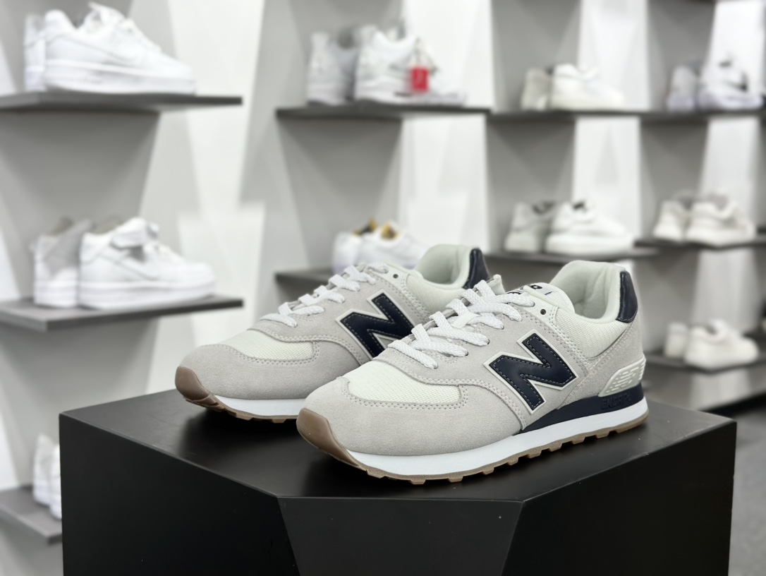 新百伦New Balance ML574系列低帮经典复古休闲运动慢跑鞋“翻毛浅灰藏蓝”ML574TF2