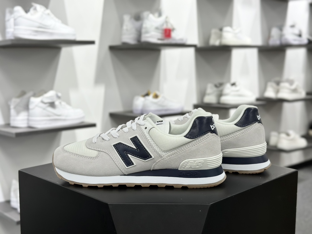 新百伦New Balance ML574系列低帮经典复古休闲运动慢跑鞋“翻毛浅灰藏蓝”ML574TF2