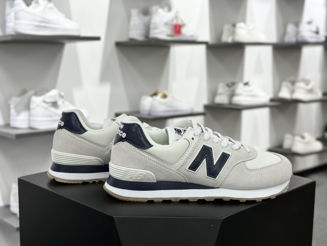 新百伦New Balance ML574系列低帮经典复古休闲运动慢跑鞋“翻毛浅灰藏蓝”ML574TF2